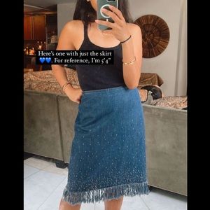 Vintage Fendi Denim Skirt with Rhinestones Fr 44